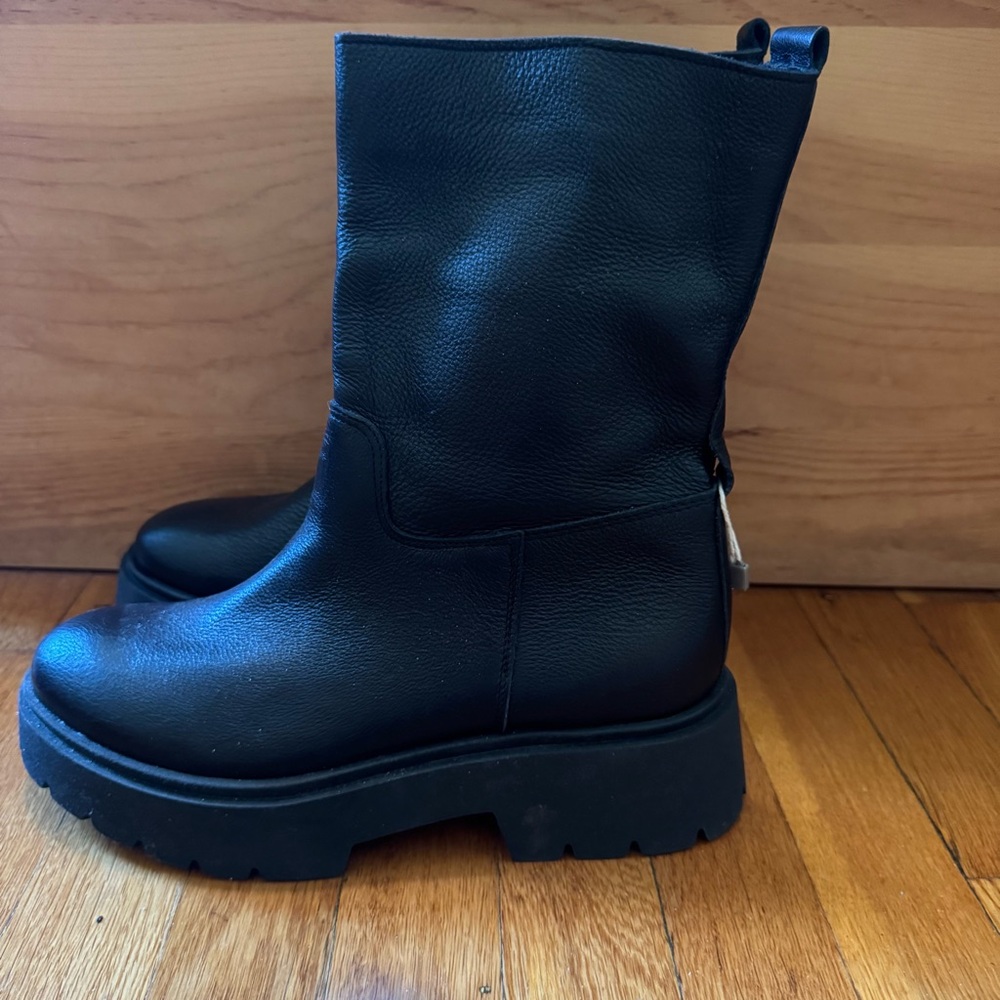 UNLACE Chunky Sole Platform Mid Calf Leather Boots NEW